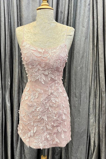 Bateau Lace Up Fitted Lace Appliques Homecoming Dress