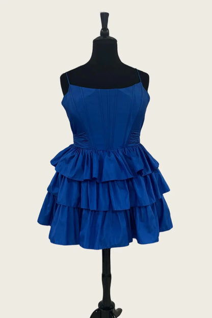 Bateau Spaghetti Straps Satin A-Line Homecoming Dress With Bow