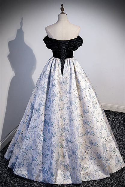 Off-Shoulder A-Line Floral And Pearls Party Prom Dress