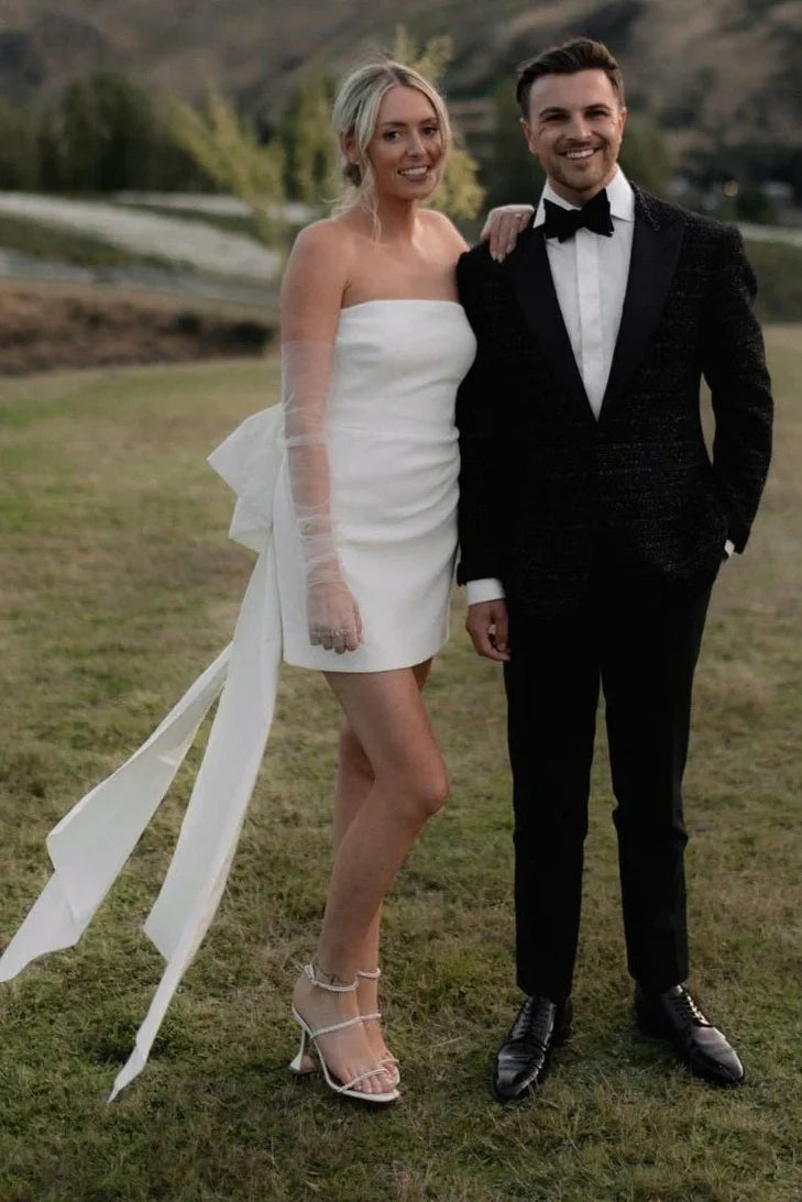 Bodycon Satin Strapless Empire Short Wedding Dress