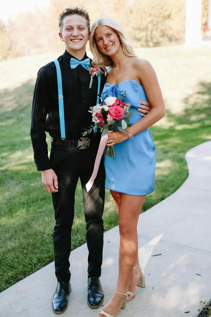 Bow Strapless Bodycon Empire Satin Homecoming Dress