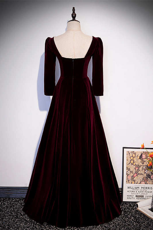Casual Velvet A-Line Empire Floor-Length Party Prom Dress