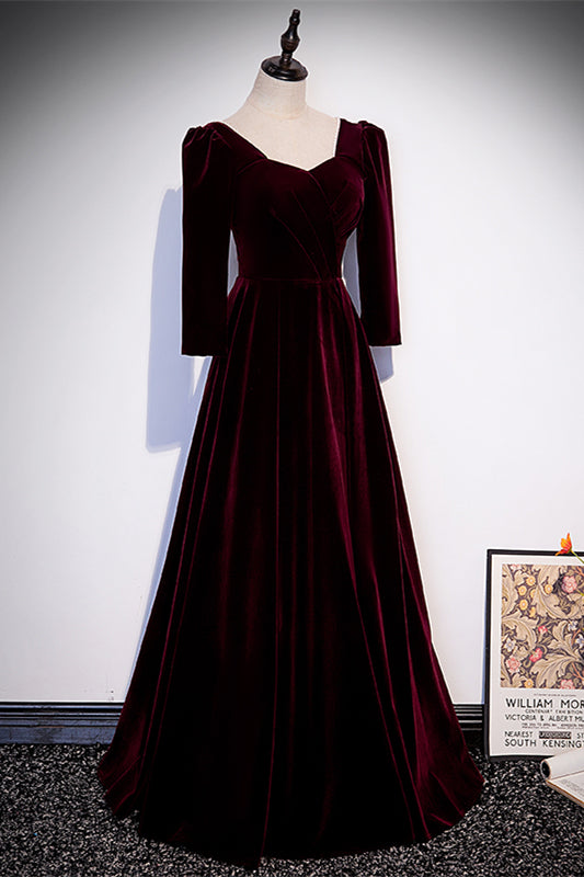 Casual Velvet A-Line Empire Floor-Length Party Prom Dress