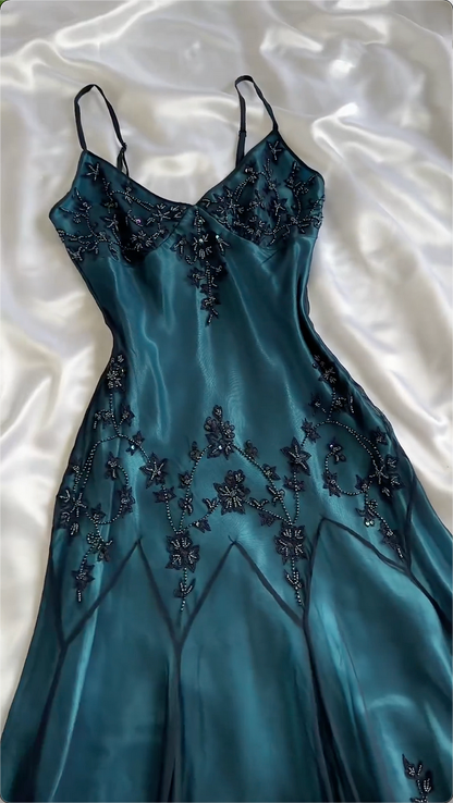 Sexy Mermaid Spaghetti Straps Floor Length Beads Evening Dress Prom Dresses SD1602