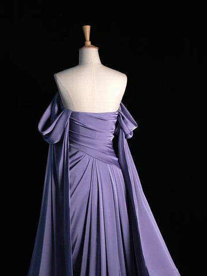 Vintage A Line Off The Shoulder Satin Prom Dresses Long Evening Gown Formal Party Dress SD2199
