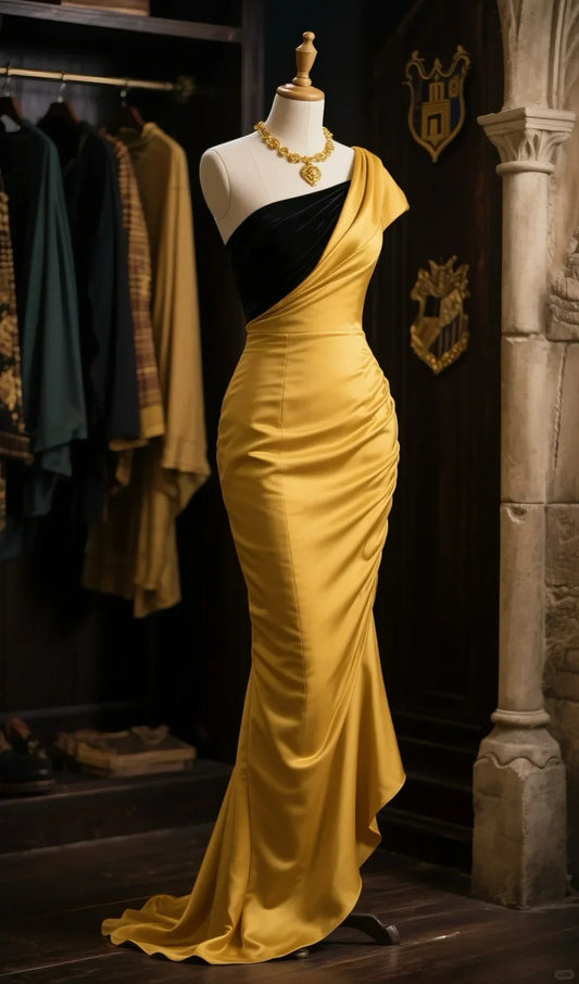 Mermaid One Shoulder Satin Long Prom Dress, Evening Dress fg8488