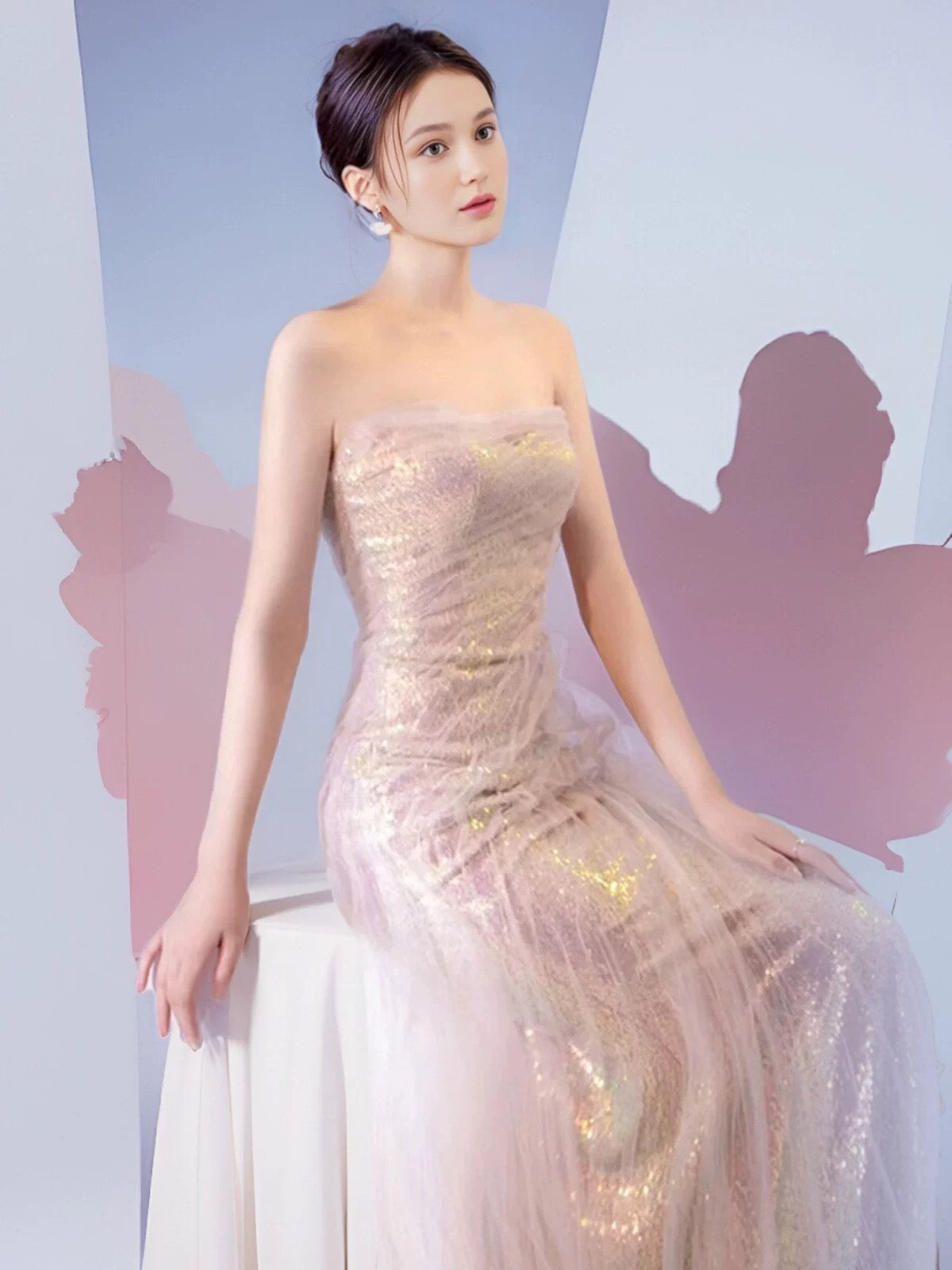 Sexy Mermaid Halter Pink Sequin Long Prom Dress Evening Dress Formal Dress SD1819
