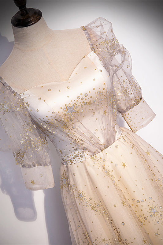 Sparkly Tulle A-Line Sweetheart Empire Floor-Length Party Prom Dress