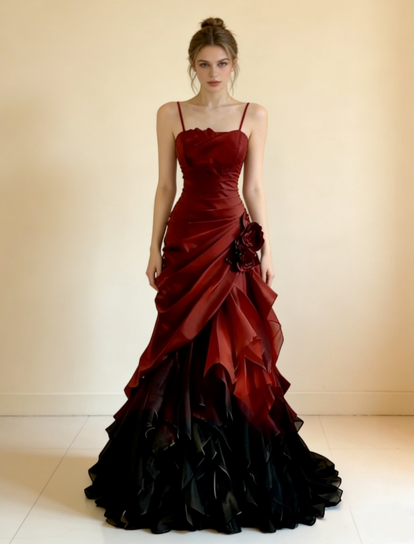 Charming Prom Dress Ombre Spaghetti Straps Pleated Formal Gala Gown Evening Dress Birthday Party Dress     D5082