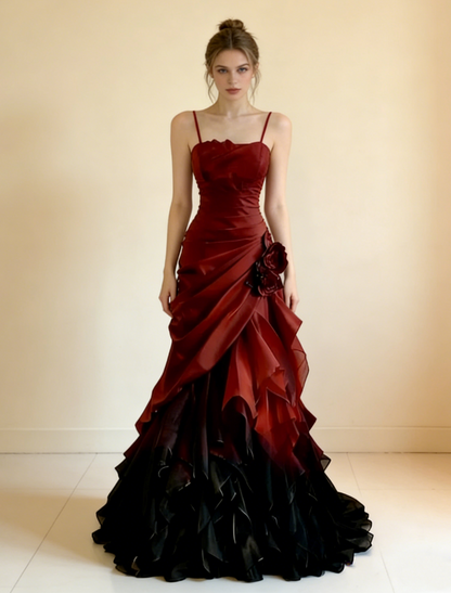 Charming Prom Dress Ombre Spaghetti Straps Pleated Formal Gala Gown Evening Dress Birthday Party Dress     D5082