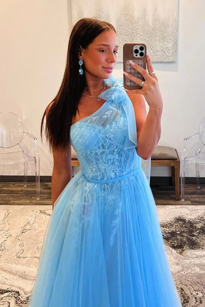 Chic A-Line One Shoulder Sleeveless Formal Party Dress