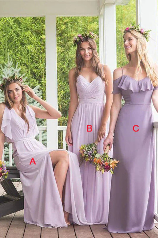Chic A-Line Sleeveless Empire Different Styles Long Bridesmaid Dress
