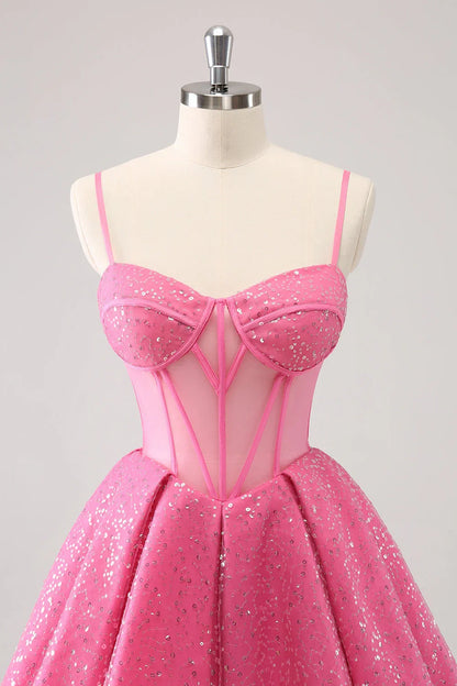 Chic Glitter A-Line Sweetheart Sheer Empire Homecoming Dress