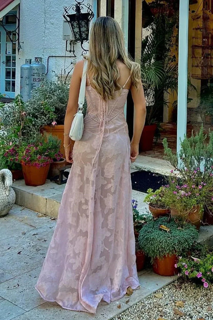 Chic Sheer A-Line Spaghetti Straps Party Prom Dress