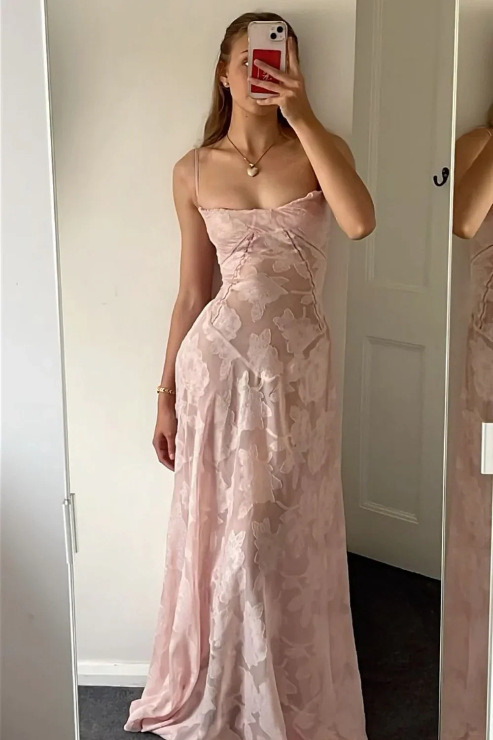 Chic Sheer A-Line Spaghetti Straps Party Prom Dress