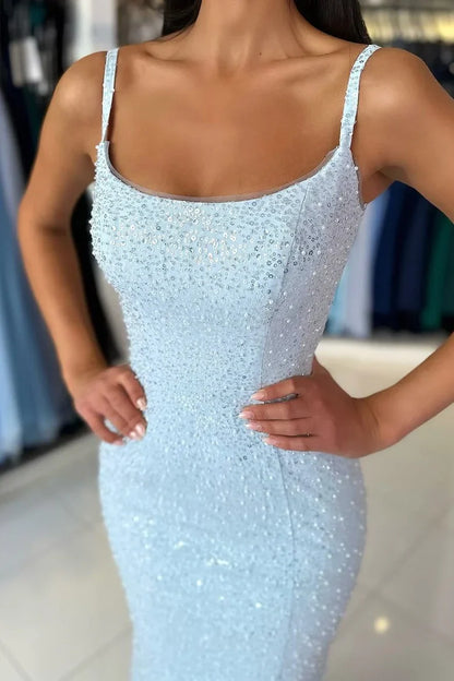 Chic Sparkly Bateau Sleeveless Mermaid Party Prom Dress