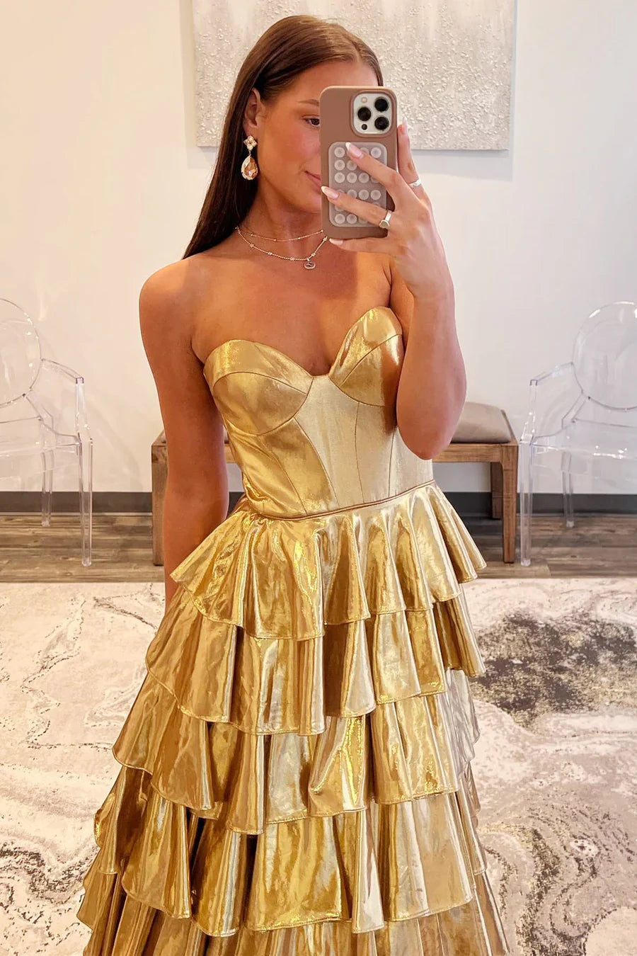 Chic Sweetheart Sleeveless Empire Tiered Party Prom Dress