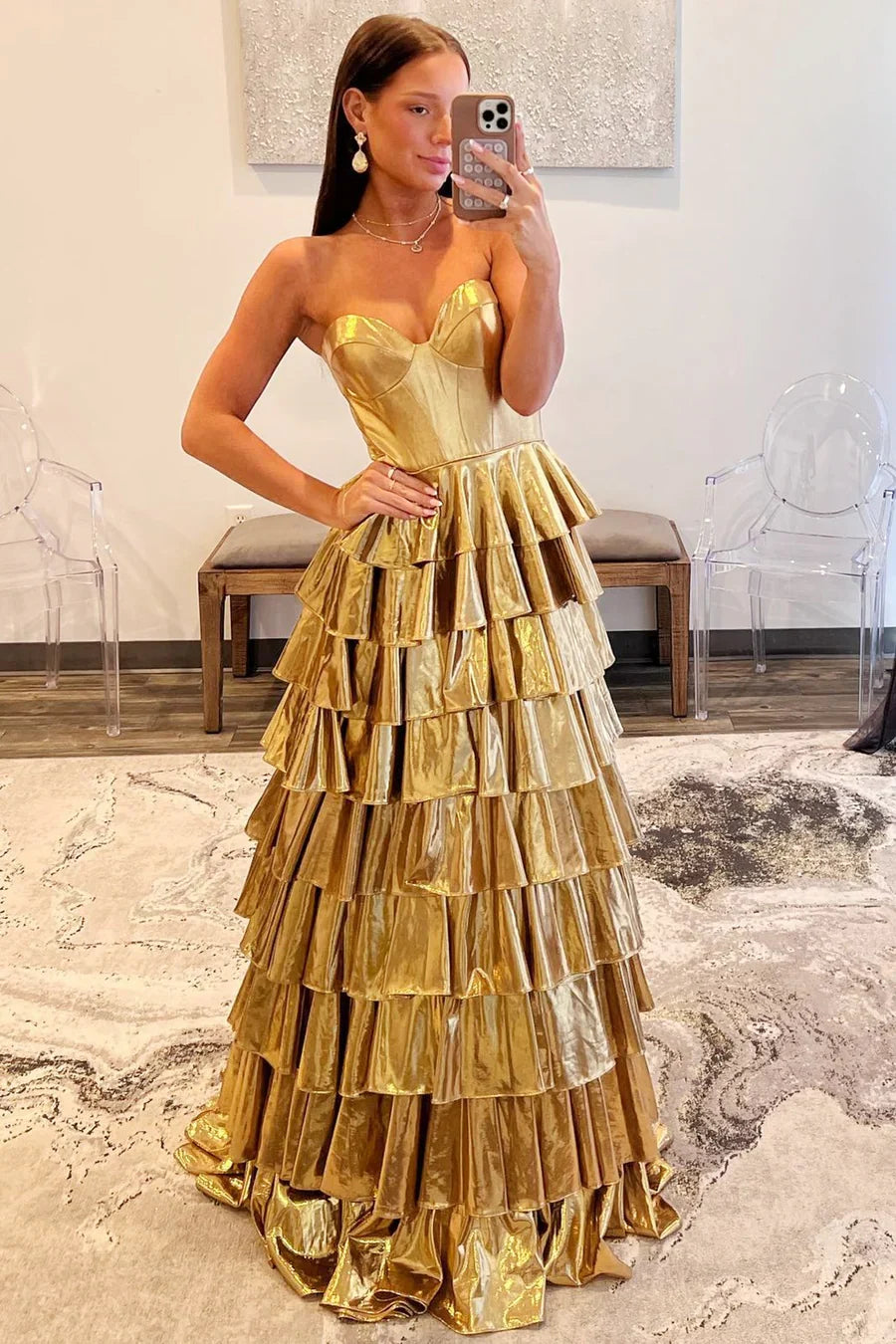 Chic Sweetheart Sleeveless Empire Tiered Party Prom Dress