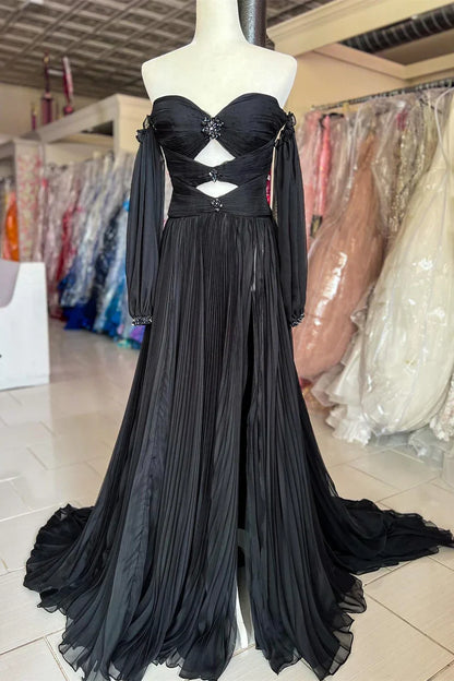 Chic Tulle A-Line Sweetheart With Side Slit Prom Dress