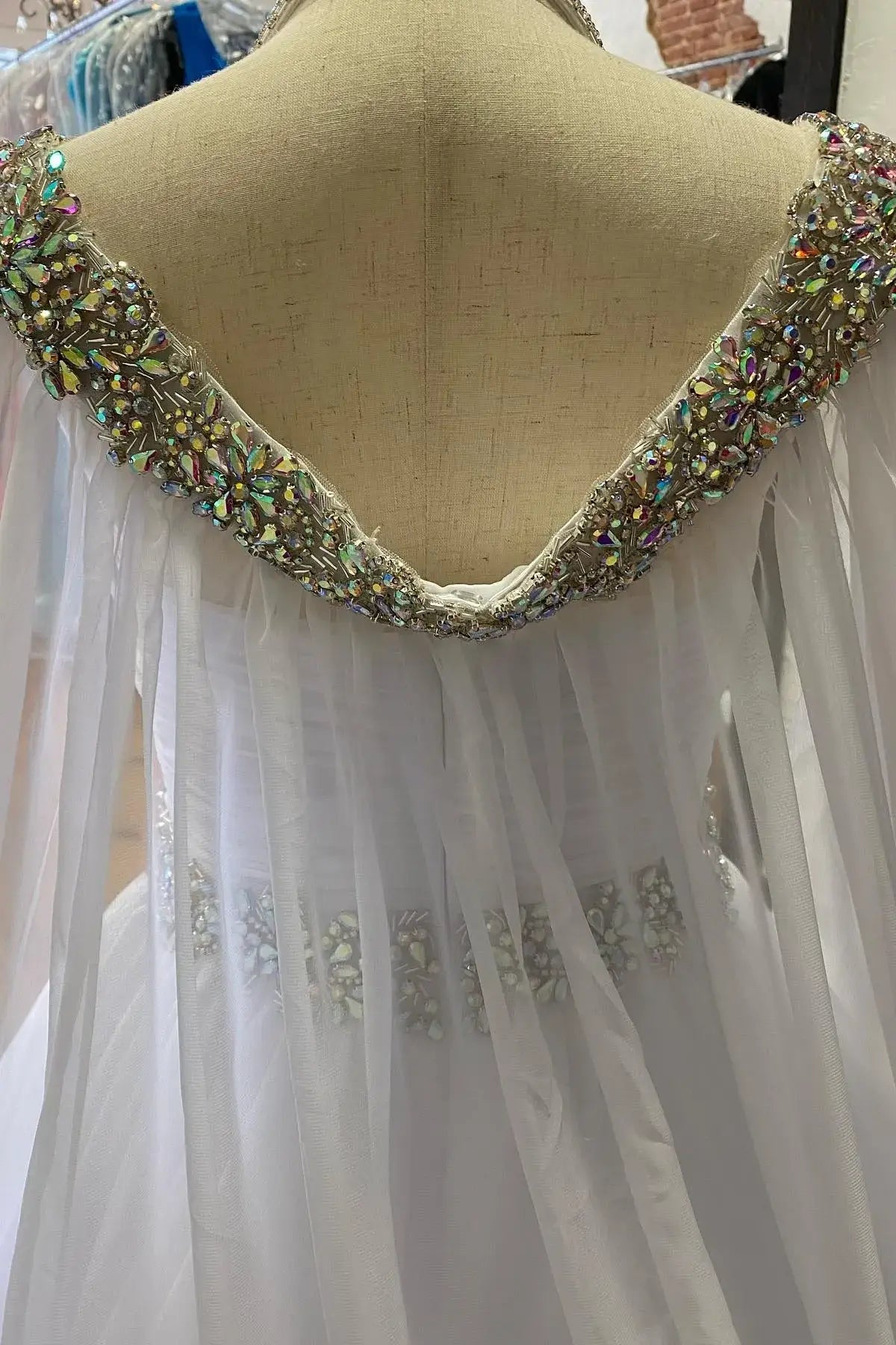 Chiffon A-Line Beaded Girl Pageant Dress With Train