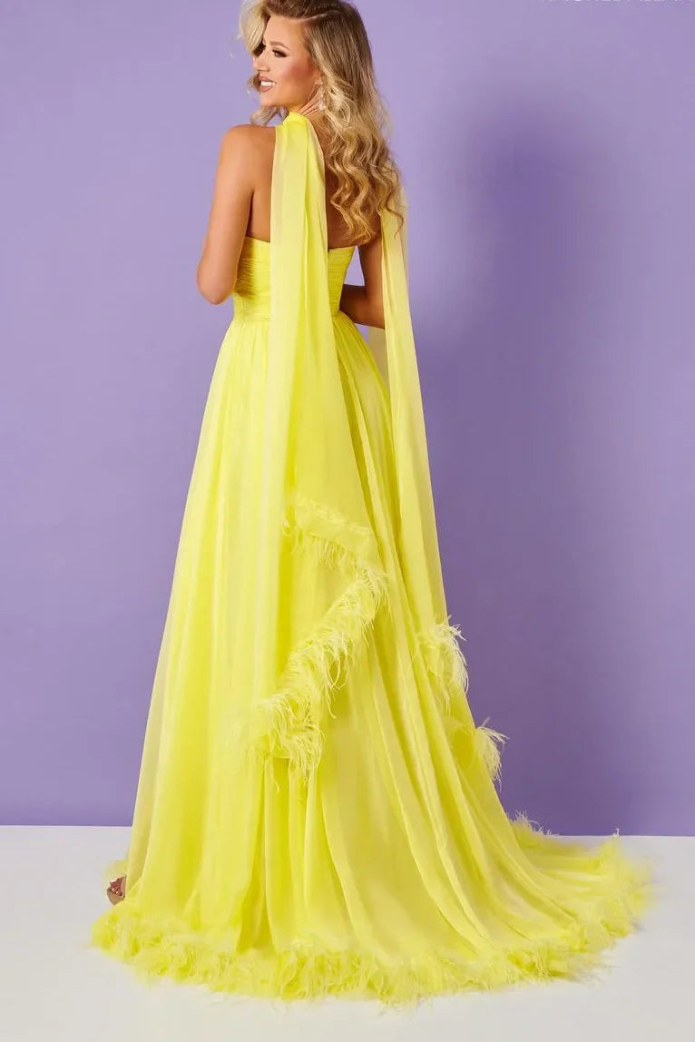 Chiffon A-Line Strapless Empire Party Prom Dress With Slit