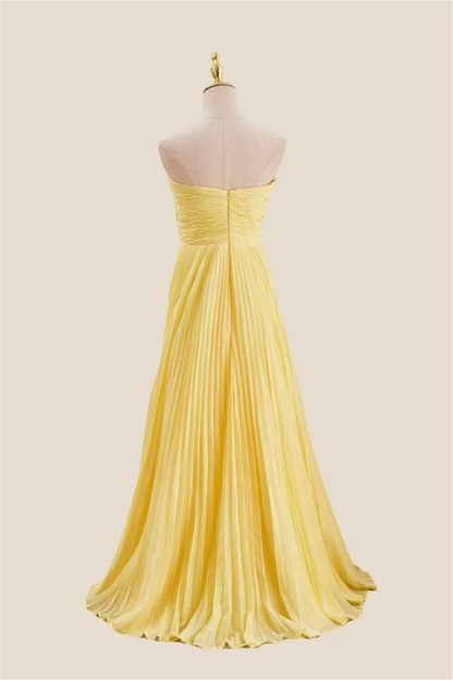 Chiffon A-Line Sweetheart Strapless Long Prom Dress