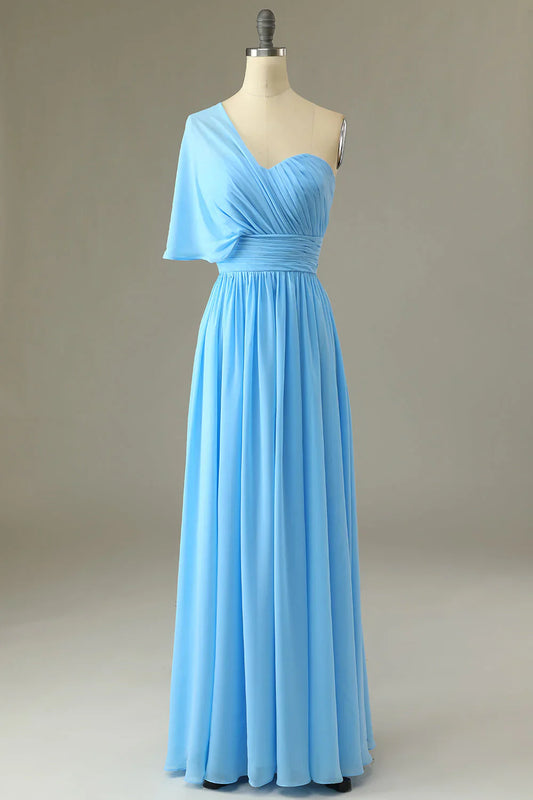 Chiffon One Shoulder Empire Ruched A-Line Bridesmaid Dress