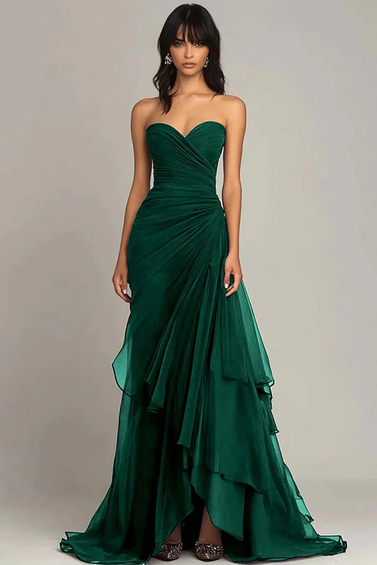 Chiffon Sweetheart Strapless Empire A-Line Party Prom Dress