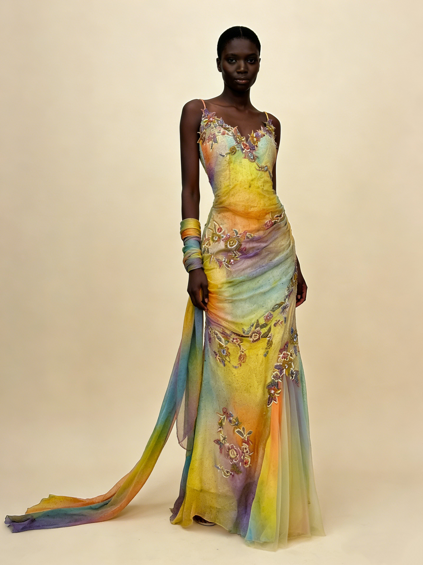 Colorful Straps Appliques Tulle Mermaid Long Party Dress Retro Evening Dress, D571