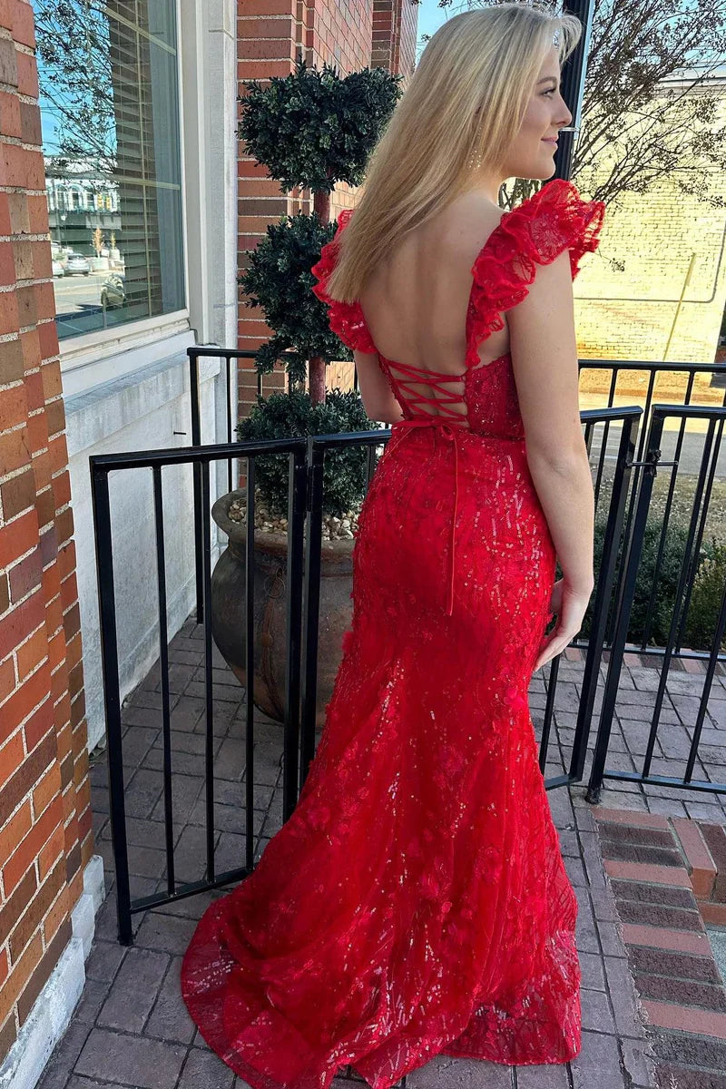 Cute Lace Appliques Sweetheart Spaghetti Straps Prom Dress