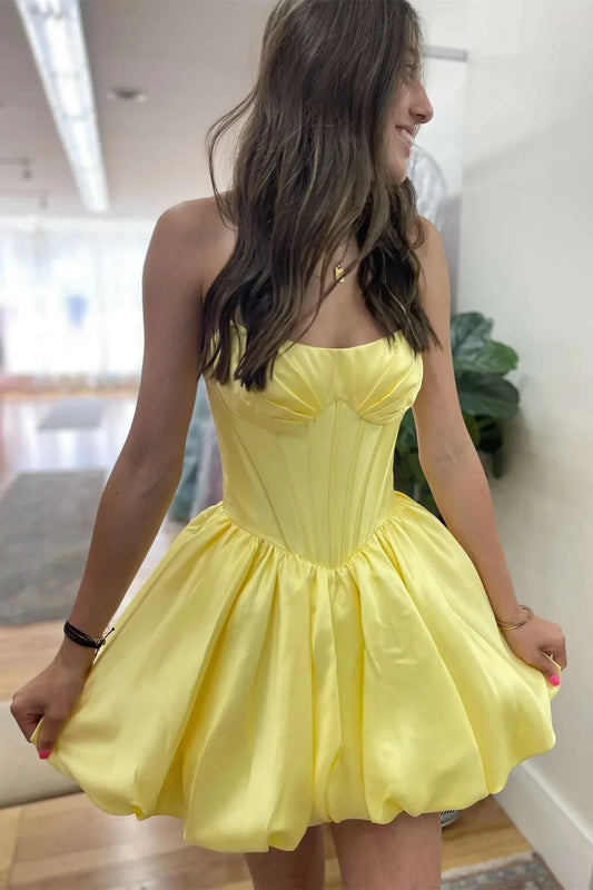 Cute Satin A-Line Bateau Backless Homecoming Dress