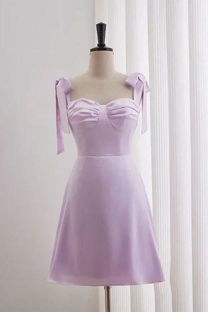 Cute Sweetheart Straps Satin A-Line Homecoming Dress