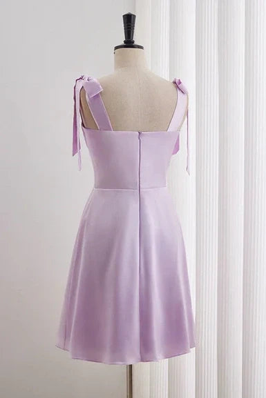 Cute Sweetheart Straps Satin A-Line Homecoming Dress