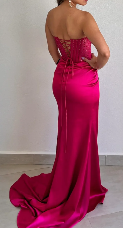 Charming Satin Mermaid Long Party Dress Graduation Dress Evening Dress SD1726