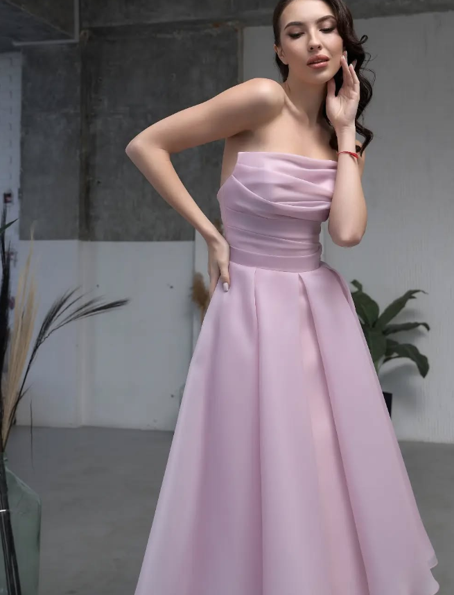 Romantic Pink A Line Puff Organza Prom Dress Party Birthday Dress SH3677