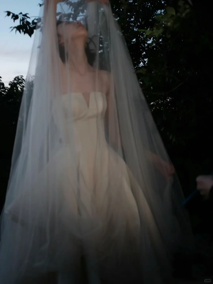 Vintage Simple Ball Gown Sweetheart Neck White Satin Wedding Dress SH5000