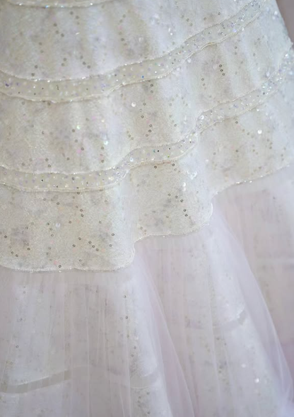 Purple Ombre Ball Gown Strapless Sequin Beaded Tulle Long Prom Dress SH5037