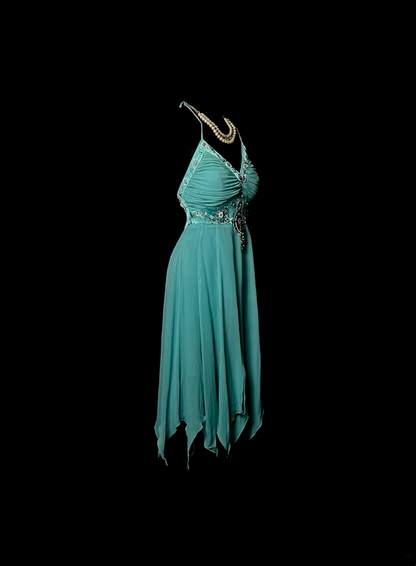 Vintage A line Halter Blue Chiffon Formal 7th Grade Homecoming Dresses Middle School Short Prom Dress Hoco Outfits DH1324
