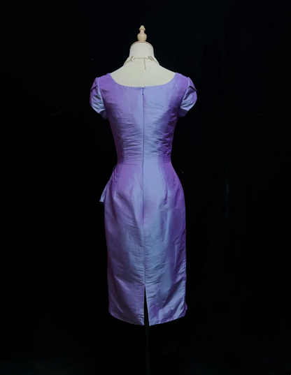Vintage Sheath Square Neck Grape Taffeta Knee Length Formal 8th Grade Homecoming Dresses Middle School Cocktail Dress Hoco Outfits DH1465