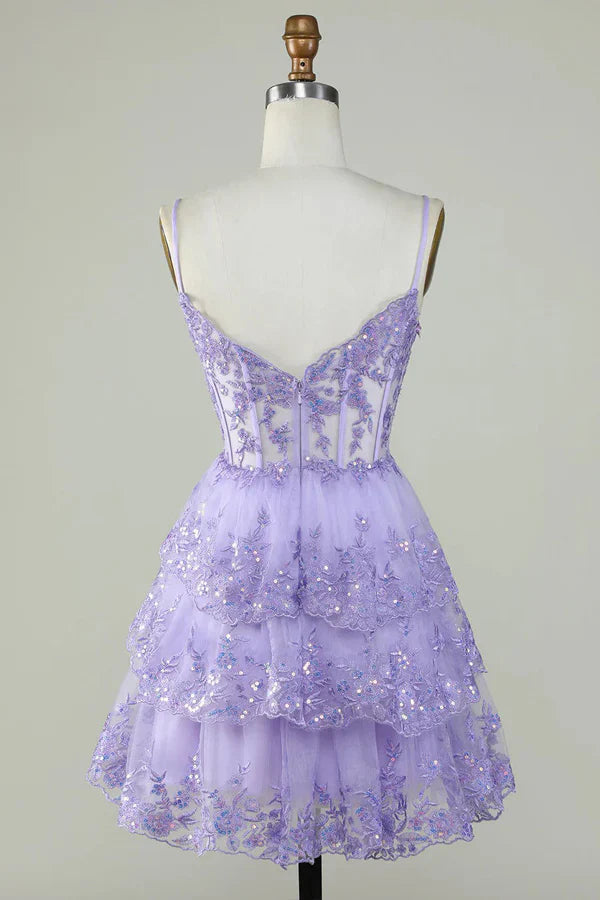 Unique A line Spaghetti Straps Blue Lace Short Mini Formal 7th Grade Homecoming Dresses Middle School Short Cocktail Night Dress Hoco Outfits DH1513