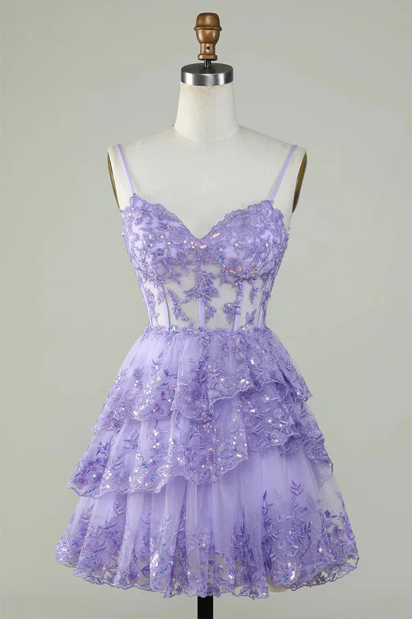 Unique A line Spaghetti Straps Blue Lace Short Mini Formal 7th Grade Homecoming Dresses Middle School Short Cocktail Night Dress Hoco Outfits DH1513