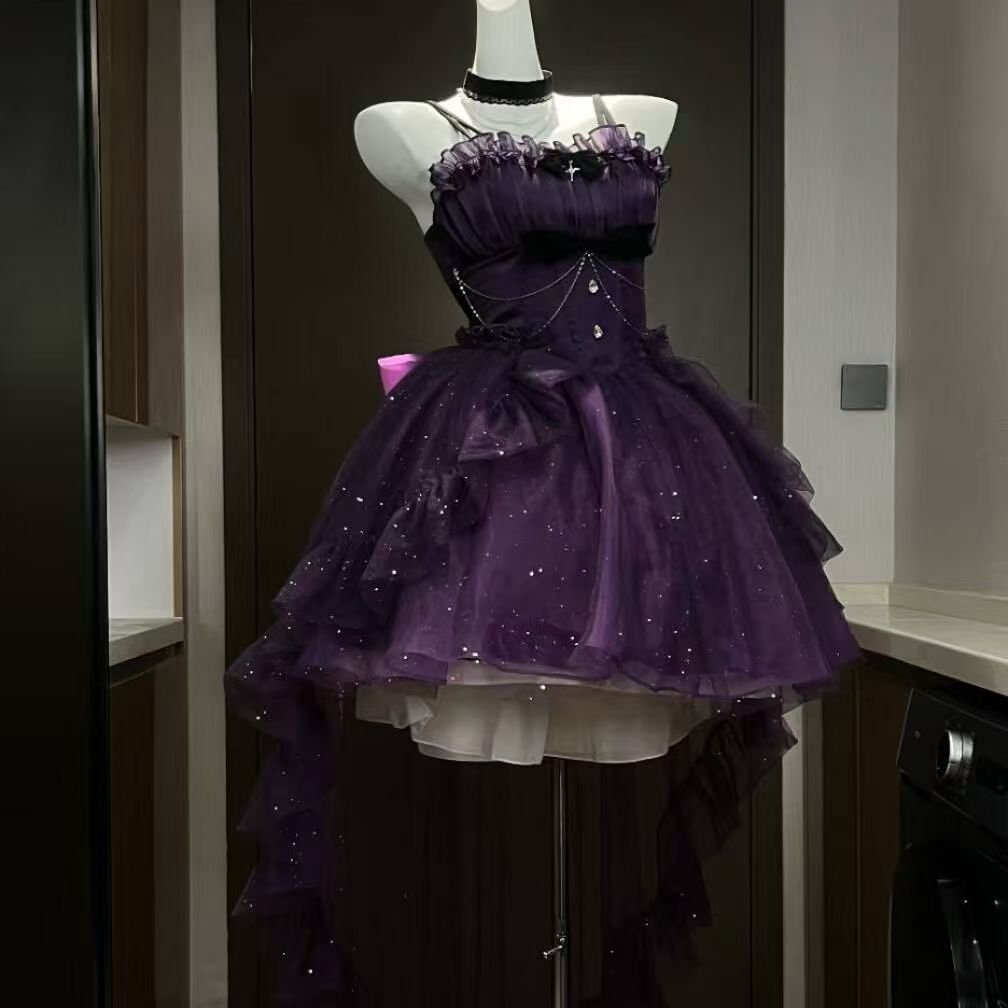 Goth Ball Gown Spaghetti Straps Grape Gotica Formal 8th Grade Homecoming Dresses Middle School Cocktail Dress Hoco Outfits Lolita Dress DH1622