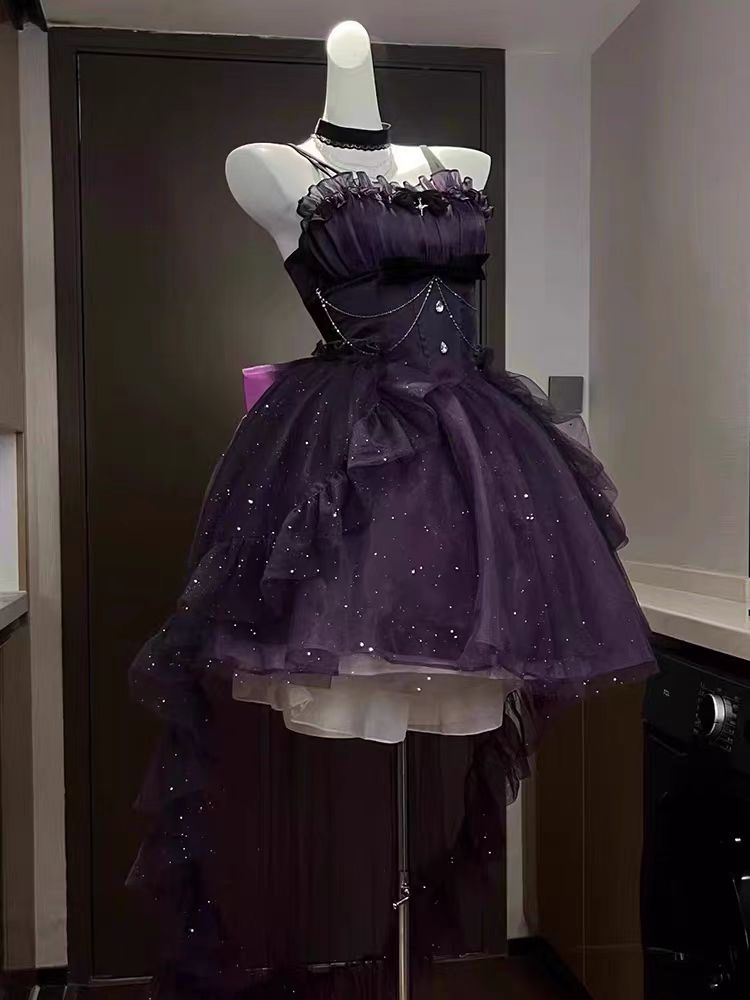 Goth Ball Gown Spaghetti Straps Grape Gotica Formal 8th Grade Homecoming Dresses Middle School Cocktail Dress Lolita Outfits Lolita Dress DH1626