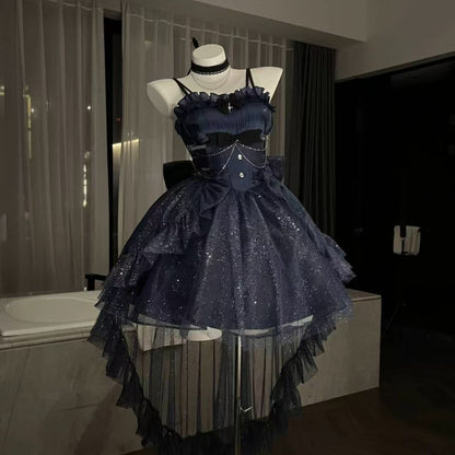 Sweet Ball Gown Spaghetti Straps Navy Blue Gotica Formal 8th Grade Homecoming Dresses Middle School Lolita Dress Hoco Outfits Lolita Outfit DH1629