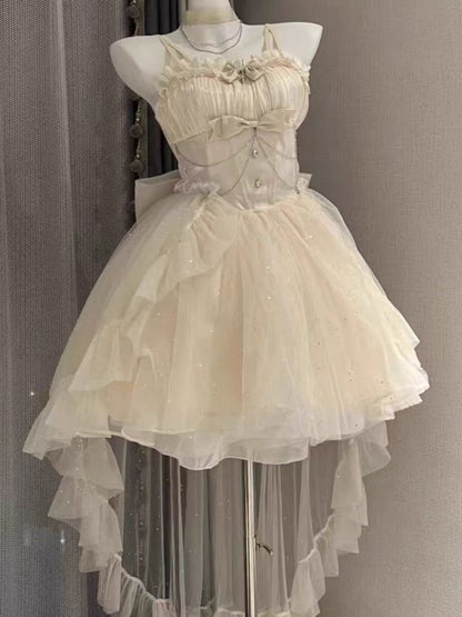 Gothic Ball Gown Spaghetti Straps Ivory Formal 8th Grade Homecoming Dresses Middle School Hoco Dress Lolita Outfits DH1630