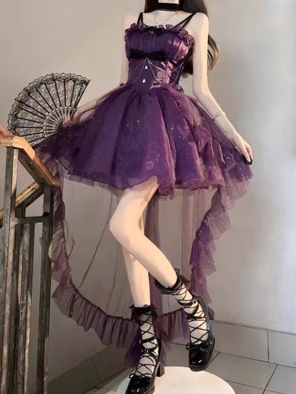 Gothic Ball Gown Spaghetti Straps Grape Short Mini Formal 8th Grade Homecoming Dresses Middle School Cocktail Dress Hoco Outfits Lolita Dress DH1641