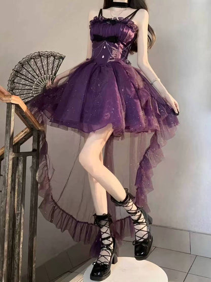 Gothic Ball Gown Spaghetti Straps Grape Short Mini Formal 8th Grade Homecoming Dresses Middle School Cocktail Dress Hoco Outfits Lolita Dress DH1635