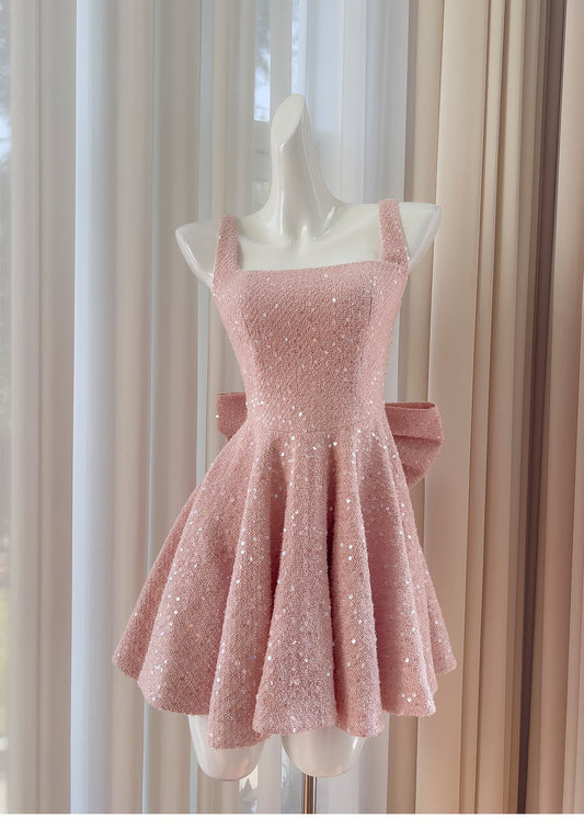 Modest A line Square Pink Short Mini Formal 8th Grade Homecoming Dresses Middle School Short Cocktail Dress Hoco Outfits DH1994