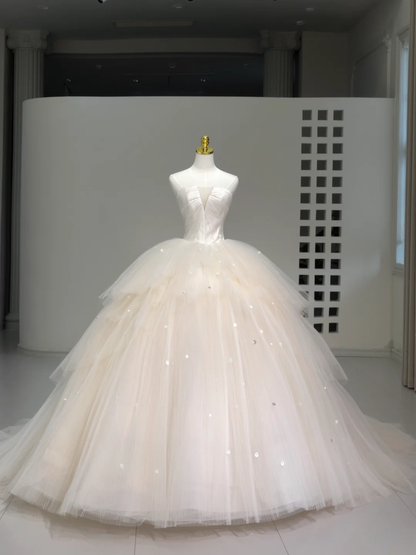 Romantic Wedding Gown Bridal Dress Ball Gown Strapless Wedding Dress Tulle Wedding Dresses Modest Wedding Gowns DH2042