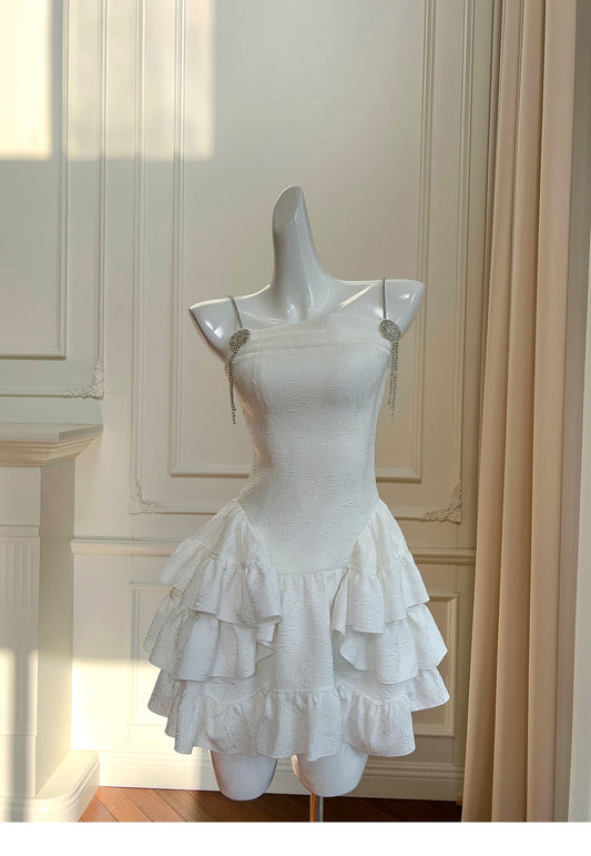 Modest A Line Spaghetti Straps White Satin Formal 8th Grade Homecoming Dresses Middle School Short Birthday Gowns Graduation Dress Hoco Outfits DH2107